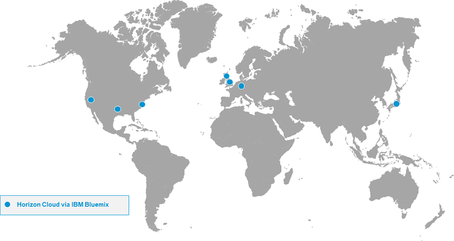 Horizon Cloud with Hosted Infrastructure Datacenter Map