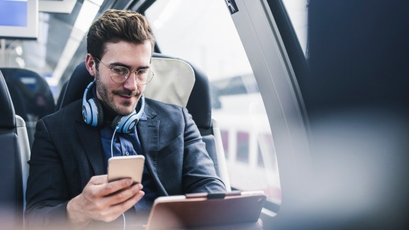 Man using mobile device