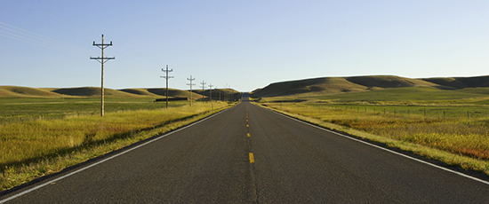 A country road in rural Montana.