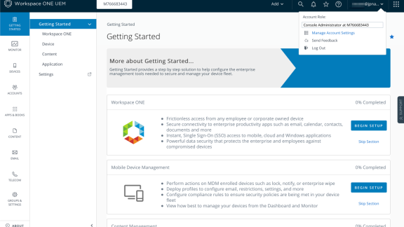 workspace one uem console