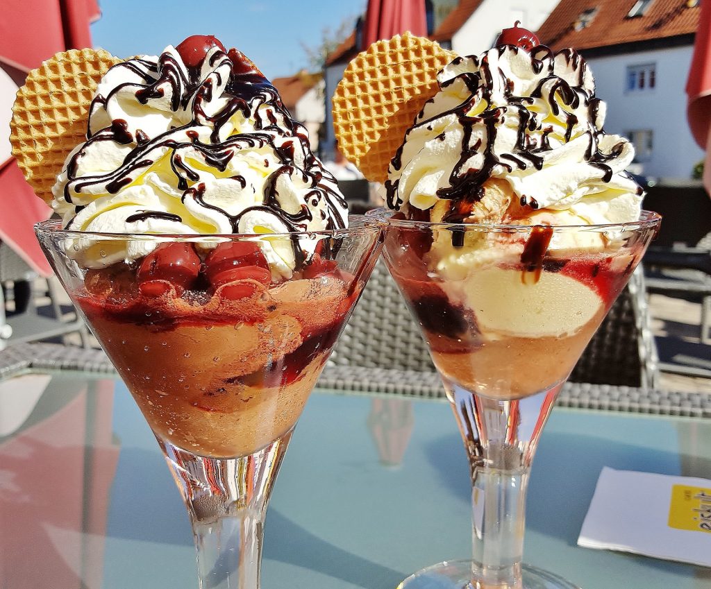 two ice cream sundaes