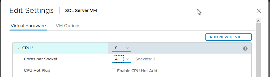 VM vCPU configuration relevant to SQL Server licensing