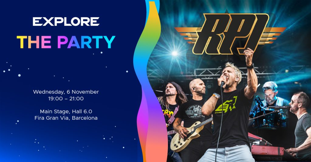 Explore The Party. RPJ Band. Wednesday, 6 November. 19:00-21:00. Main Stage, Hall 6.0, Fira Gran Via, Barcelona