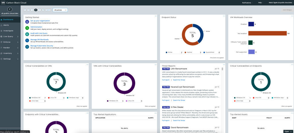 Carbon Black Cloud Dashboard