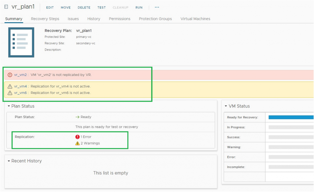 SRM and vSphere Replication 8.4 recovery plan