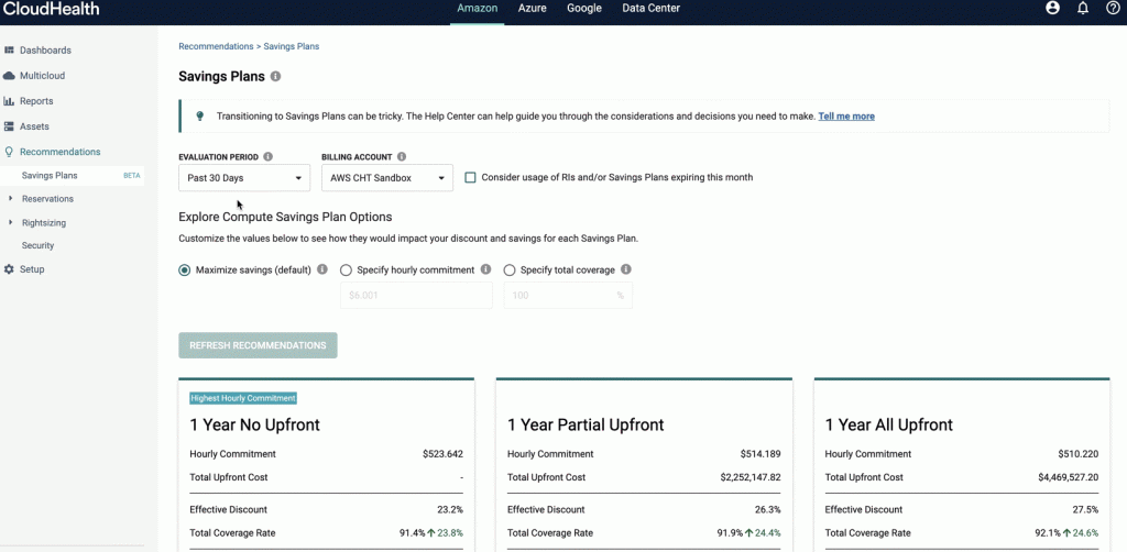 AWS savings plans recommendations