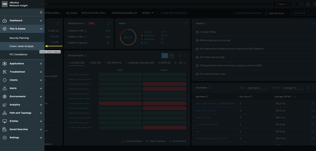 Interface option for Crown Jewel Analysis 