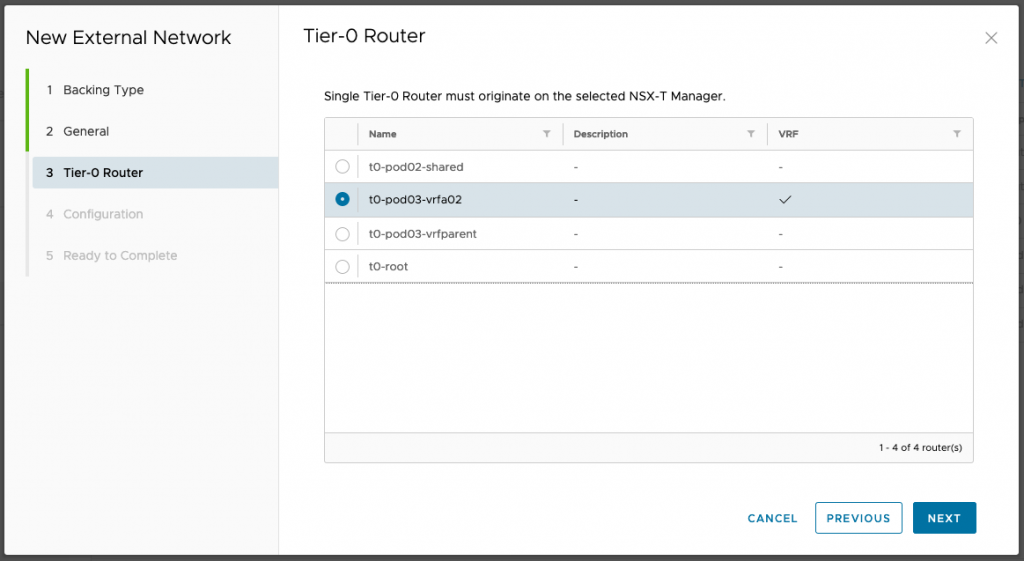 Import an NSX-T VRF gateway as an external network in Cloud Director 10.2