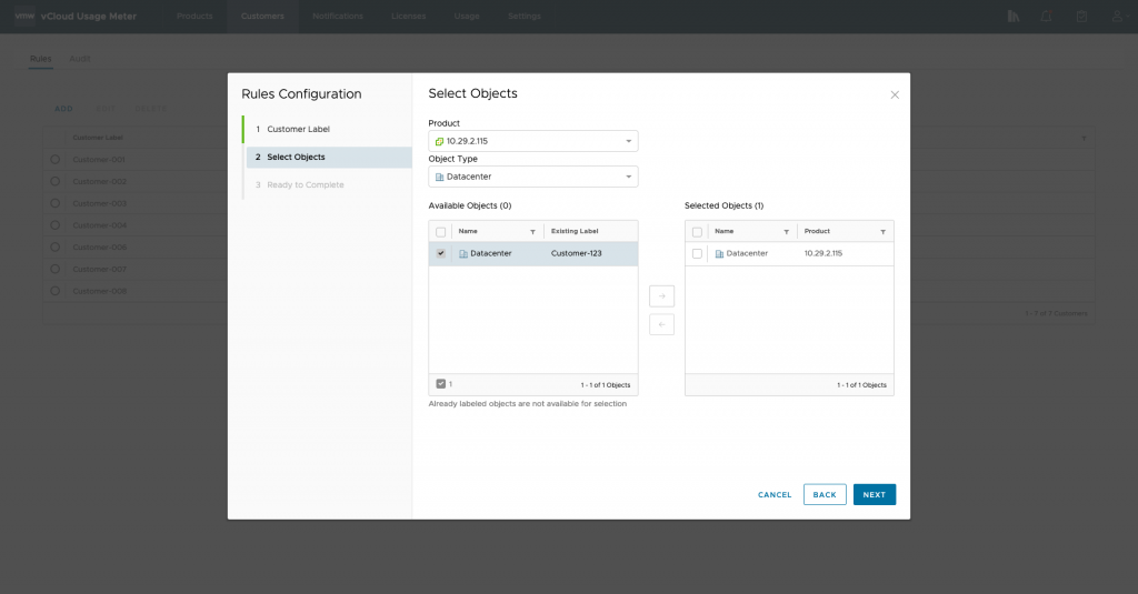 vCloud Usage Meter 4.4: Customer Monthly Usage Reports - Creating a Customer Rule