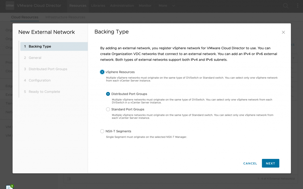 External network options in VMware Cloud Director (VCD) 10.3