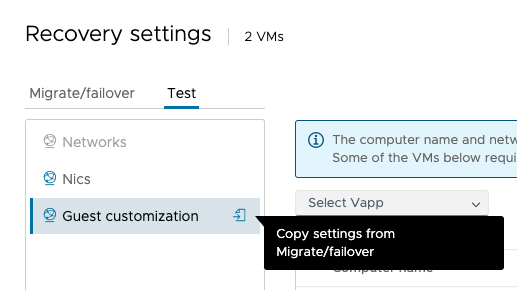 VCDA - Copy GC Settings to Test