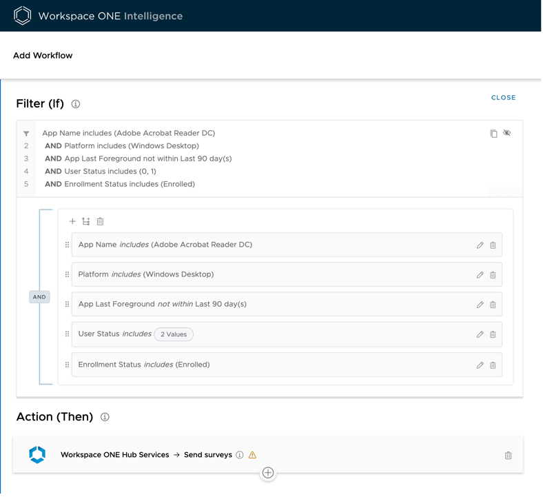 Workflow filter