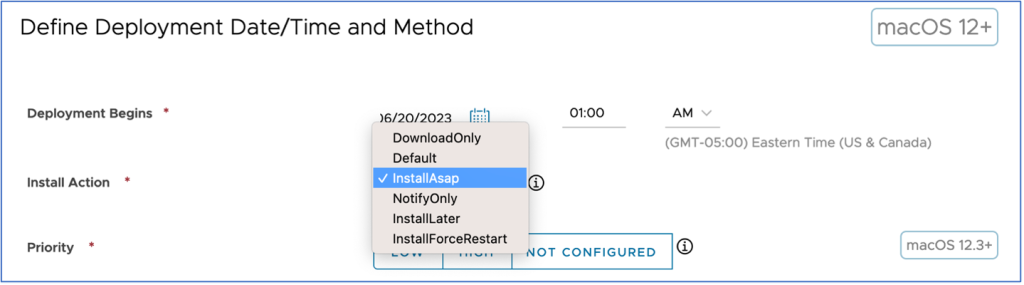 Define Deployment Date and Time