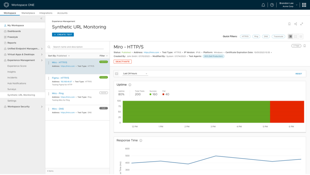 Synthetic URL Monitoring