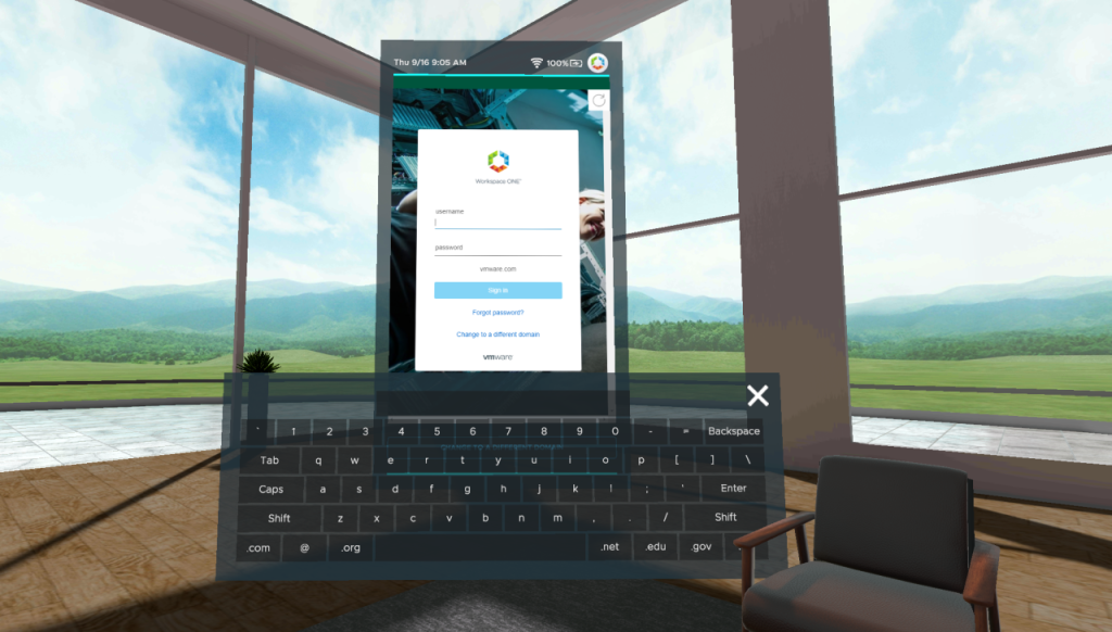 VMware Workspace ONE XR Hub login experience