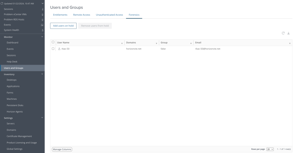 Figure 1. Forensics User Group Selection